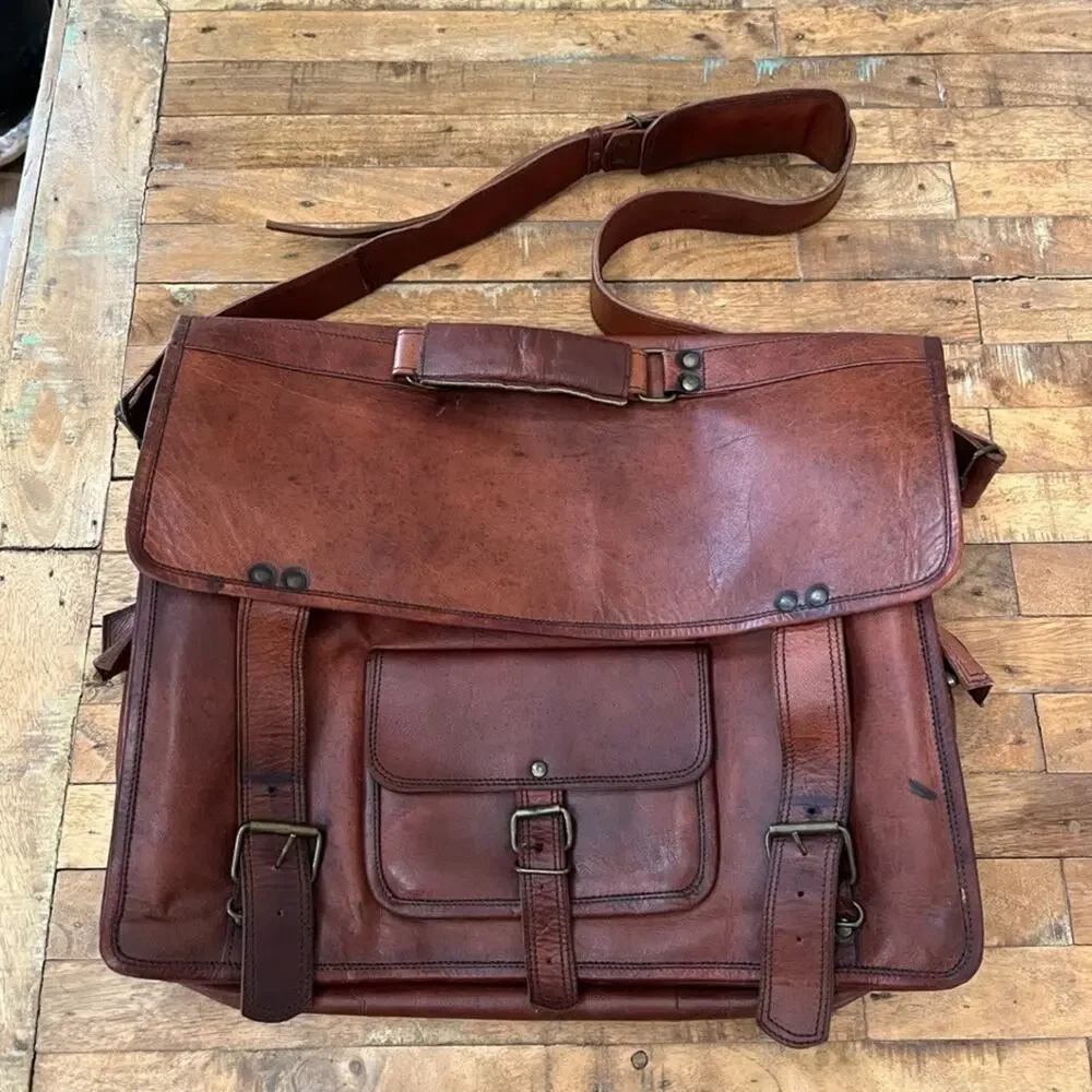 Brown Leather Messenger Bag 18